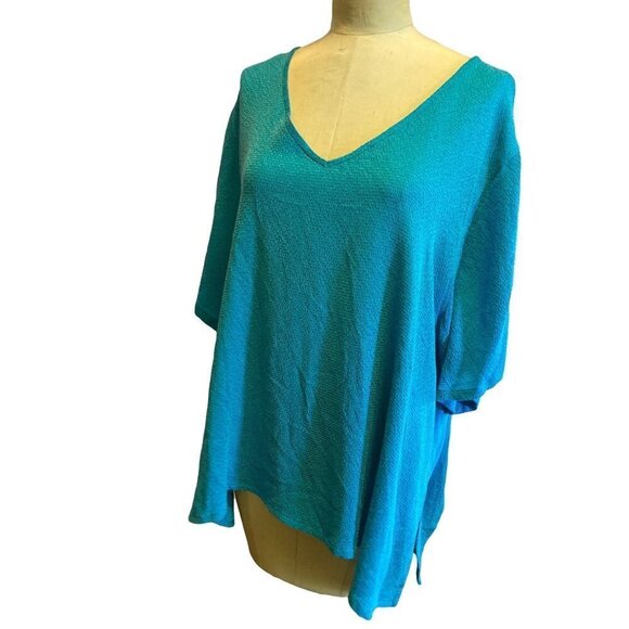 Harper Greer Womens Tunic Blouse Turquoise Blue Plus Size 2X NWT USA - Picture 3 of 9